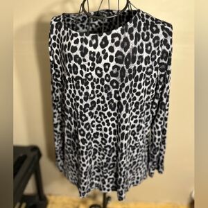 size large black shirt womens blouse casual dress sleeve  leopard